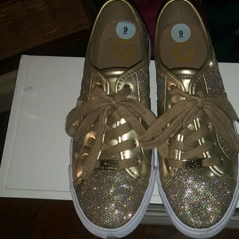 Guess Gold Shimmery Sparkled Converse sneakers